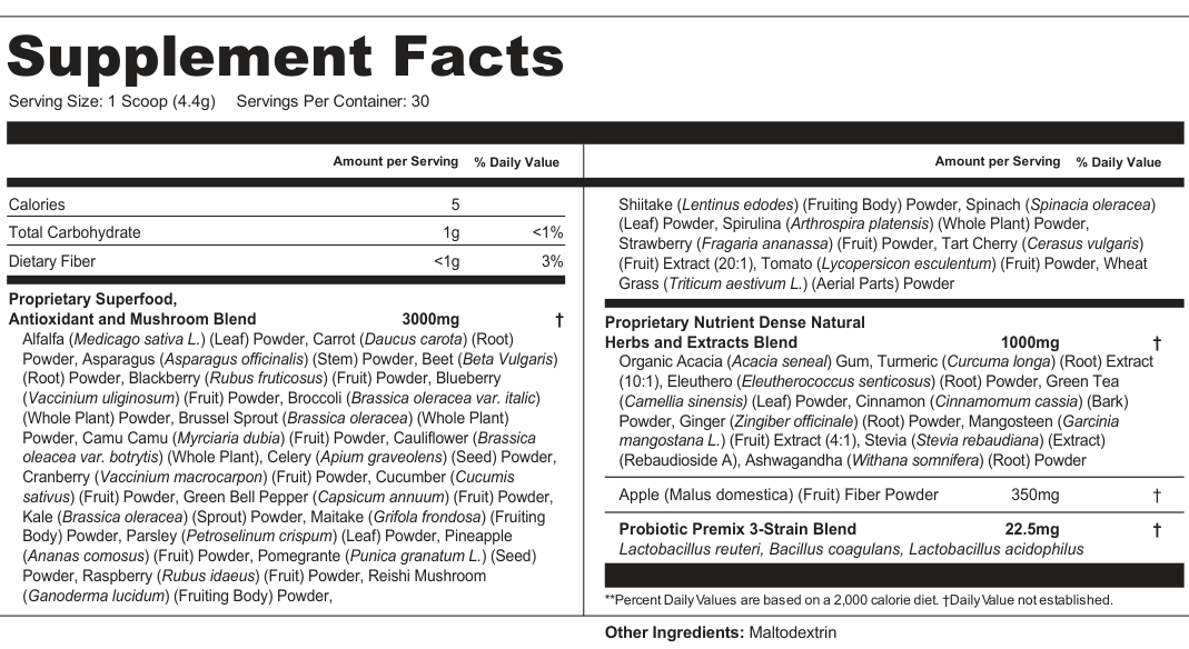 Supplement Facts for Fern Whisper